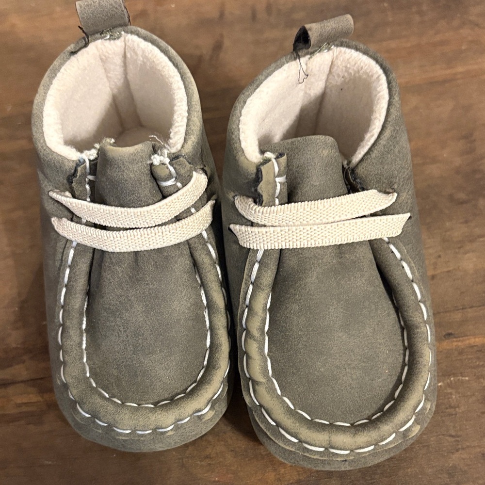 Gray Kids Moccasin Shoes